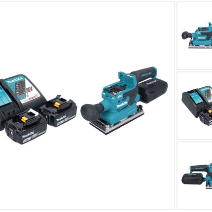 Makita DBO 382 RF Akku Schwingschleifer 18 V 93 x 185 mm Brushless + 2x Akku 3,0 Ah + Ladegerät