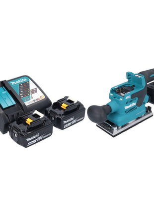 Makita DBO 382 RG Akku Schwingschleifer 18 V 93 x 185 mm Brushless + 2x Akku 6,0 Ah + Ladegerät