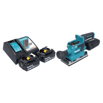 Lijadora orbital sin cable Makita DBO 382 RG 18 V 93 x 185 mm sin escobillas + 2x batería recargable 6,0 Ah + cargador