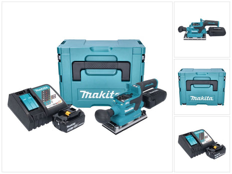 Makita DBO 382 RF1J Akumulatorowa szlifierka oscylacyjna 18 V 93 x 185 mm bezszczotkowa + 1x akumulator 3,0 Ah + ładowarka + Makpac