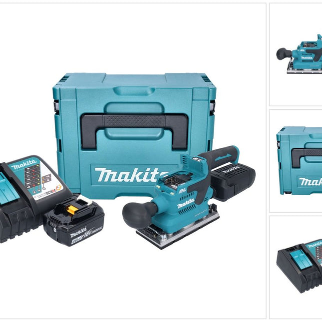 Makita DBO 382 RM1J akumulatorowa szlifierka oscylacyjna 18 V 93 x 185 mm bezszczotkowa + 1x akumulator 4,0 Ah + ładowarka + Makpac
