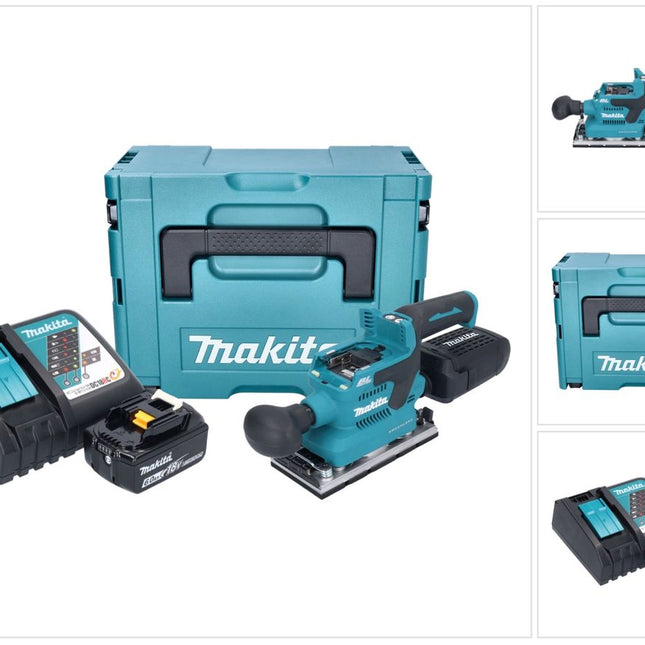 Makita DBO 382 RG1J akumulatorowa szlifierka oscylacyjna 18 V 93 x 185 mm bezszczotkowa + 1x akumulator 6,0 Ah + ładowarka + Makpac