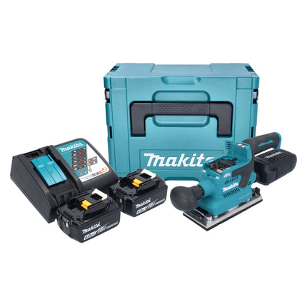 Makita DBO 382 RGJ cordless orbital sander 18 V 93 x 185 mm brushless + 2x rechargeable battery 6.0 Ah + charger + Makpac