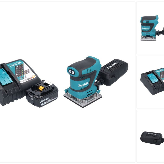 Makita DBO 484 RF1 cordless orbital sander 18 V 112 x 102 mm + 1x rechargeable battery 3.0 Ah + charger