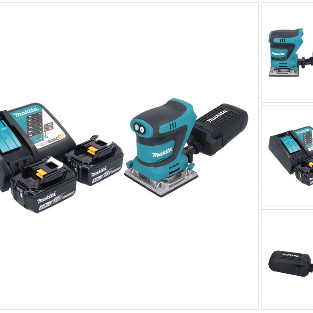 Makita DBO 484 RF cordless orbital sander 18 V 112 x 102 mm + 2x rechargeable battery 3.0 Ah + charger
