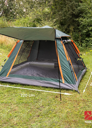 Toolbrothers Outdoor Camping-Set Zelt für 2-4 Personen Hydraulikzelt  Pop-Up zelt + Campingausrüstung 13-tlg