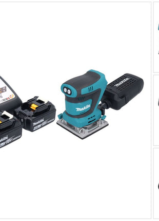 Makita DBO 484 RM Ponceuse vibrante sans fil 18 V 112 x 102 mm + 2x batterie 4,0 Ah + chargeur