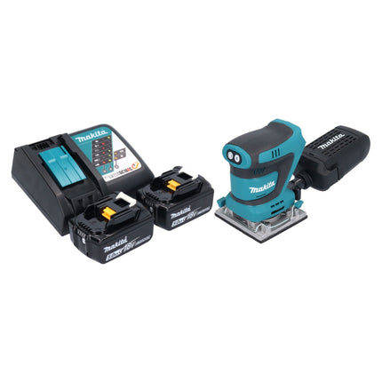 Levigatrice vibrante a batteria Makita DBO 484 RT 18 V 112 x 102 mm + 2x batteria 5,0 Ah + caricabatterie