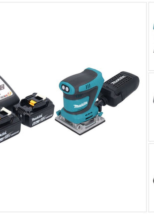 Makita DBO 484 RG Ponceuse vibrante sans fil 18 V 112 x 102 mm + 2x batterie 6,0 Ah + chargeur