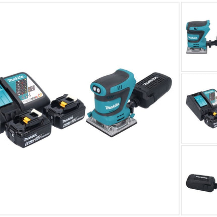 Makita DBO 484 RG Ponceuse vibrante sans fil 18 V 112 x 102 mm + 2x batterie 6,0 Ah + chargeur