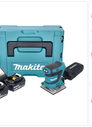 Makita DBO 484 RFJ ponceuse orbitale sans fil 18 V 112 x 102 mm + 2x batterie 3,0 Ah + chargeur + Makpac