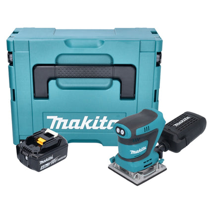 Lijadora vibratoria sin cable Makita DBO 484 M1J 18 V 112 x 102 mm + 1x batería 4,0 Ah + Makpac - sin cargador