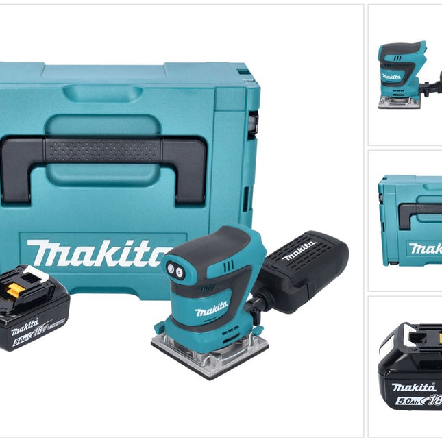 Makita DBO 484 T1J cordless orbital sander 18 V 112 x 102 mm + 1x rechargeable battery 5.0 Ah + Makpac - without charger