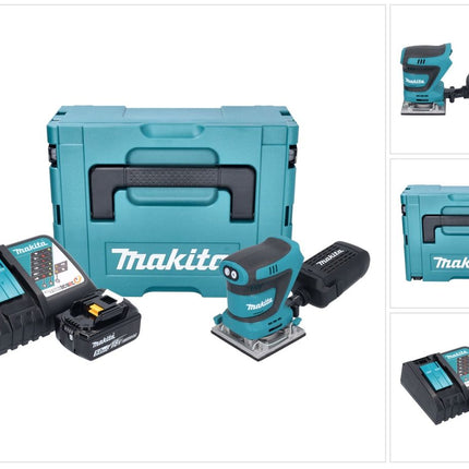 Makita DBO 484 RT1J cordless orbital sander 18 V 112 x 102 mm + 1x rechargeable battery 5.0 Ah + charger + Makpac