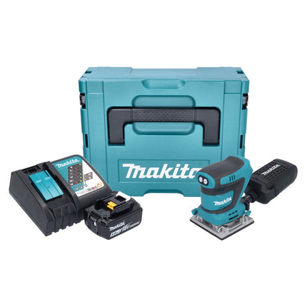 Makita DBO 484 RT1J cordless orbital sander 18 V 112 x 102 mm + 1x rechargeable battery 5.0 Ah + charger + Makpac