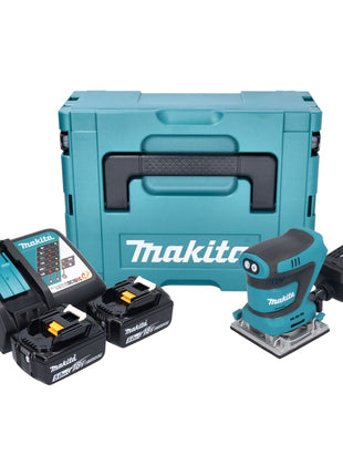 Lijadora orbital a batería Makita DBO 484 RTJ 18 V 112 x 102 mm + 2x baterías 5,0 Ah + cargador + Makpac