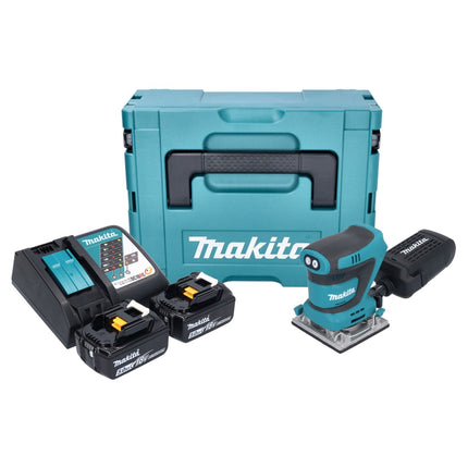 Levigatrice orbitale a batteria Makita DBO 484 RTJ 18 V 112 x 102 mm + 2x batteria 5,0 Ah + caricabatterie + Makpac