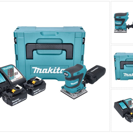 Makita DBO 484 RGJ 18 V levigatrice orbitale a batteria 112 x 102 mm + 2x batteria 6,0 Ah + caricabatterie + Makpac
