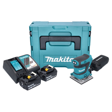 Makita DBO 484 RGJ 18 V levigatrice orbitale a batteria 112 x 102 mm + 2x batteria 6,0 Ah + caricabatterie + Makpac