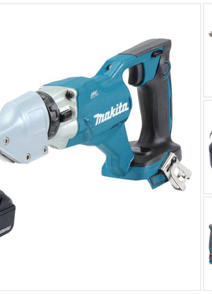 Tijeras de hojalata para batería Makita DJS 200 T1 18 V 2,0 mm sin escobillas + 1x batería 5,0 Ah - sin cargador