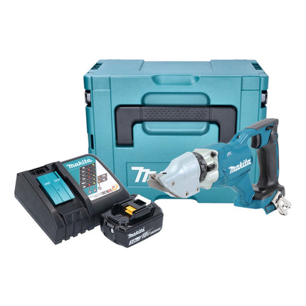 Makita DJS 200 RF1J cordless sheet metal shears 18 V 2.0 mm brushless + 1x rechargeable battery 3.0 Ah + charger + Makpac