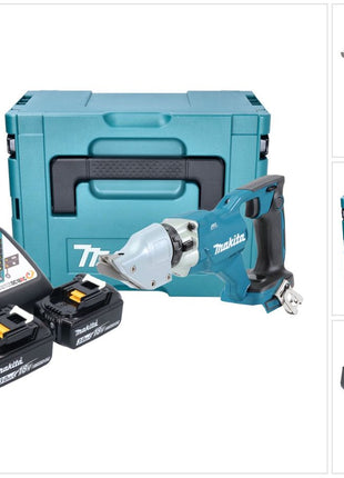 Makita DJS 200 RFJ Akku Blechschere 18 V 2,0 mm Brushless + 2x Akku 3,0 Ah + Ladegerät + Makpac