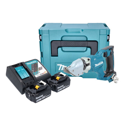 Makita DJS 200 RMJ cordless sheet metal shears 18 V 2.0 mm brushless + 2x battery 4.0 Ah + charger + Makpac