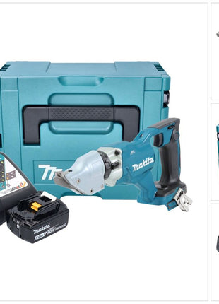 Makita DJS 200 RT1J batería tijeras de hojalatero 18 V 2,0 mm sin escobillas + 1x batería 5,0 Ah + cargador + Makpac