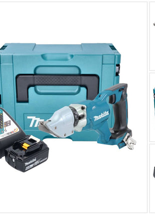 Makita DJS 200 RG1J akumulatorowe nożyce do blachy 18 V 2,0 mm bezszczotkowe + 1x akumulator 6,0 Ah + ładowarka + Makpac