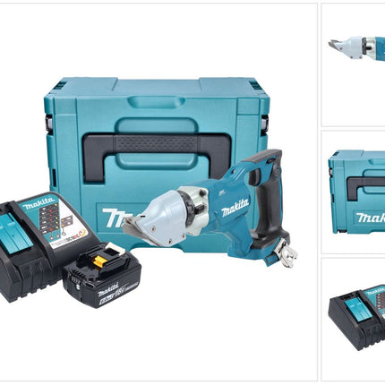 Makita DJS 200 RG1J cordless sheet metal shears 18 V 2.0 mm brushless + 1x rechargeable battery 6.0 Ah + charger + Makpac