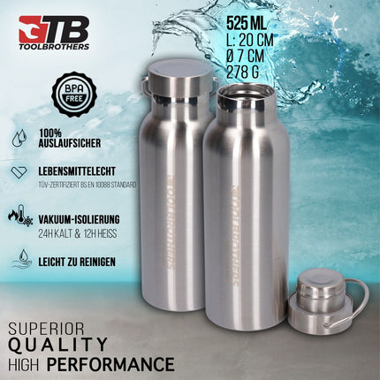 Toolbrothers Fan fiambrera en estuche rígido de acero inoxidable 2 niveles tapa de bambú 1340 ml + cantimplora de acero inoxidable 600 ml + cubiertos multifunción 4 en 1