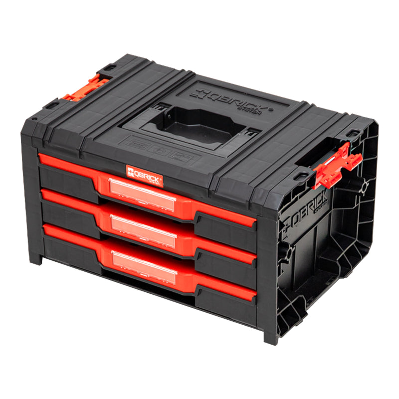 Qbrick System PRO Cajón 3 Caja de herramientas 2.0 Expert apilable 450 x 310 x 244 mm 3x 4,5 l IP54 con tres cajones 21 embutidos