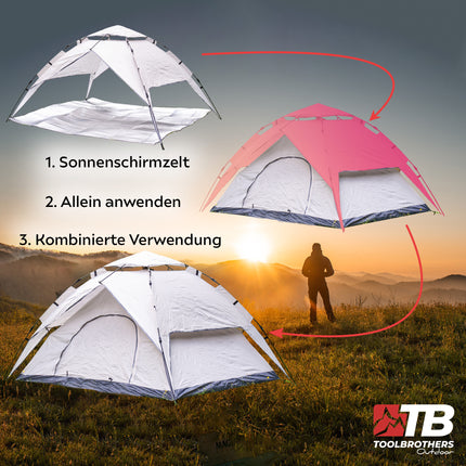 Toolbrothers Tenda da campeggio all'aperto per 2-4 persone Tenda a cupola Tenda idraulica Tenda pop-up Impermeabile, colonna d'acqua 2000-3000 mm