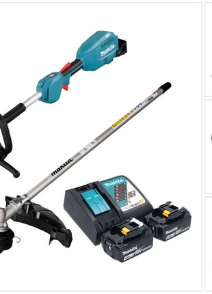 Accionamiento multifuncional a batería Makita DUX 18 RM2X1 18 V sin escobillas + 2 baterías 4,0 Ah + cargador