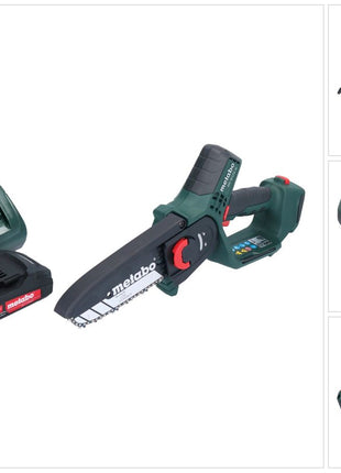 Metabo MS 18 LTX 15 Trononneuse sans fil 18 V 15 cm 5 m/s + 1x accu 2,0 Ah + chargeur