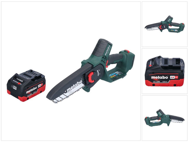 Metabo MS 18 LTX 15 Motosierra sin cable 18 V 15 cm 5 m/s + 1x batería 5,5 Ah - sin cargador gert