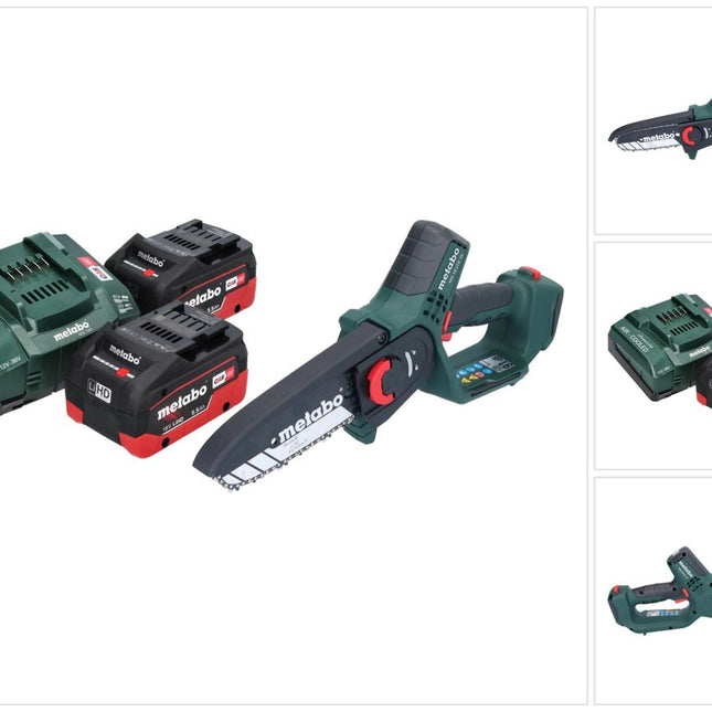Metabo MS 18 LTX 15 Akku Gehölzsäge 18 V 15 cm 5 m/s + 2x Akku 5,5 Ah + Ladegerät