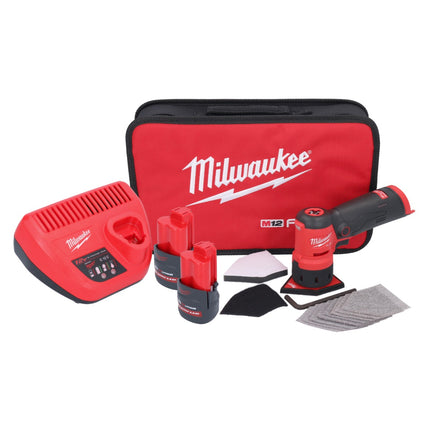 Amoladora puntual a batería Milwaukee M12 FDSS-252B 12 V 88,8 x 63,5 mm + 2x baterías 2,5 Ah + cargador