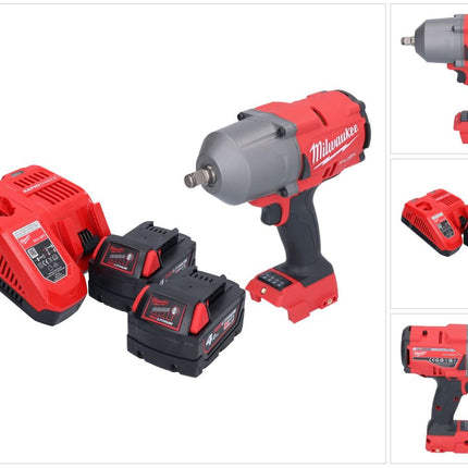 Llave de impacto a batería Milwaukee M18 FHIWF12-402 18 V 1356 Nm 1/2" sin escobillas + 2x baterías 4,0 Ah + cargador