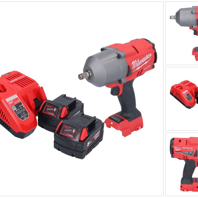 Milwaukee M18 FHIWF12-502 akumulatorowy klucz udarowy 18 V 1356 Nm 1/2" bezszczotkowy + 2x akumulator 5,0 Ah + ładowarka