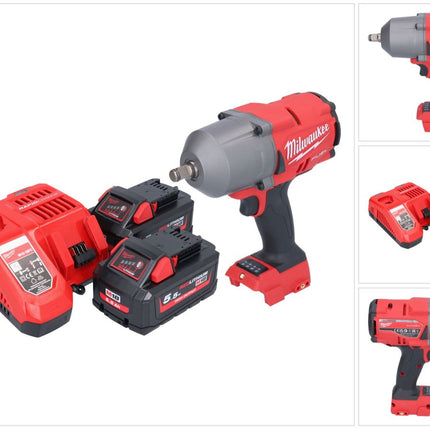 Llave de impacto a batería Milwaukee M18 FHIWF12-552 18 V 1356 Nm 1/2" sin escobillas + 2x batería 5,5 Ah + cargador