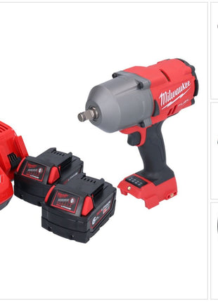 Clé à chocs sans fil Milwaukee M18 FHIWF12-602 18 V 1356 Nm 1/2" brushless + 2x batterie 6,0 Ah + chargeur