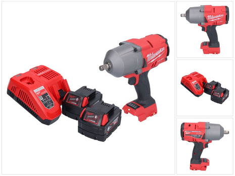 Llave de impacto a batería Milwaukee M18 FHIWF12-602 18 V 1356 Nm 1/2" sin escobillas + 2x batería 6,0 Ah + cargador