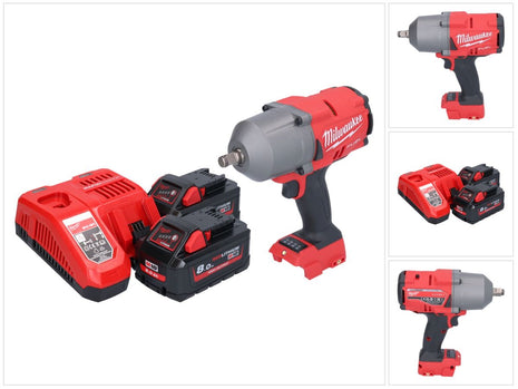 Milwaukee M18 FHIWF12-802 akumulatorowy klucz udarowy 18 V 1356 Nm 1/2" bezszczotkowy + 2x akumulator 8,0 Ah + ładowarka