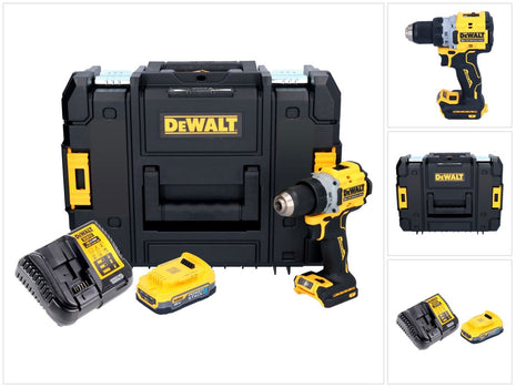 Taladro atornillador inalámbrico DeWalt DCD 800 E1T 18 V 90 Nm sin escobillas + 1x batería 1,7 Ah + cargador + TSTAK