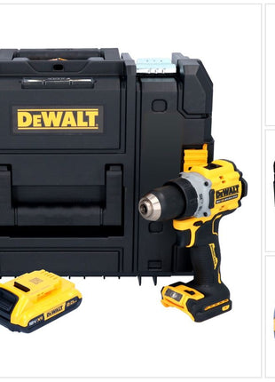 Taladro atornillador inalámbrico DeWalt DCD 800 NT 18 V 90 Nm sin escobillas + 1x batería 2,0 Ah + TSTAK - sin cargador