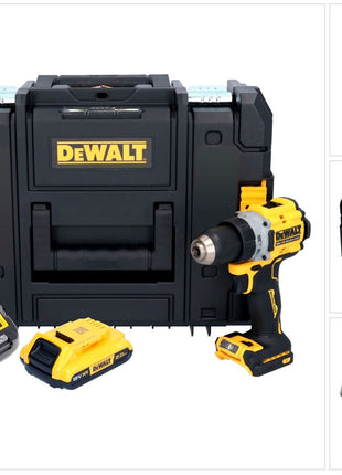 Perceuse-visseuse sans fil DeWalt DCD 800 D1T 18 V 90 Nm sans balais + 1x batterie 2,0 Ah + chargeur + TSTAK