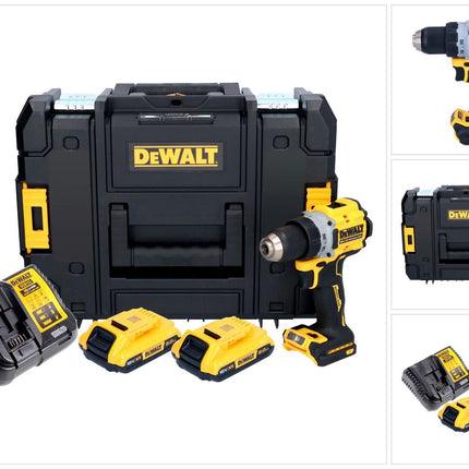 Taladro atornillador inalámbrico DeWalt DCD 800 D2T 18 V 90 Nm sin escobillas + 2x baterías 2,0 Ah + cargador + TSTAK