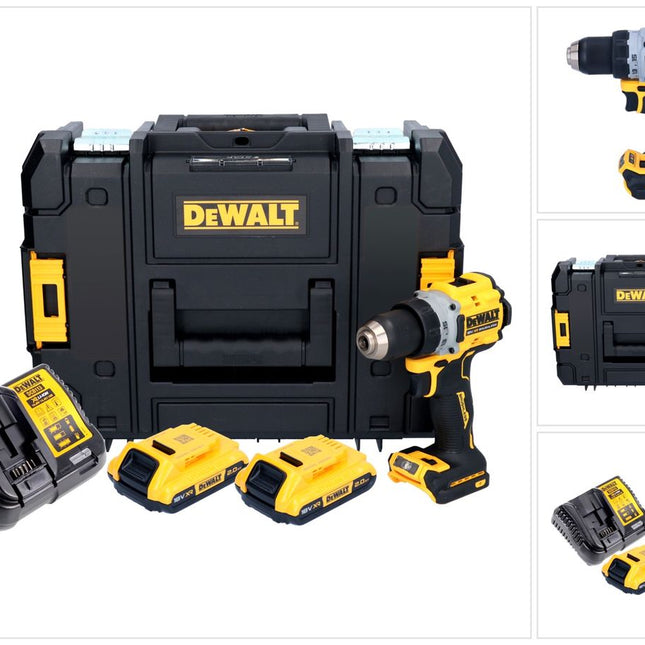 Taladro atornillador inalámbrico DeWalt DCD 800 D2T 18 V 90 Nm sin escobillas + 2x baterías 2,0 Ah + cargador + TSTAK
