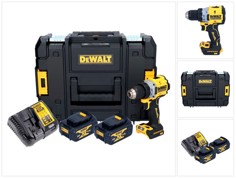 Taladro atornillador inalámbrico DeWalt DCD 800 M2T 18 V 90 Nm sin escobillas + 2x baterías 4,0 Ah + cargador + TSTAK